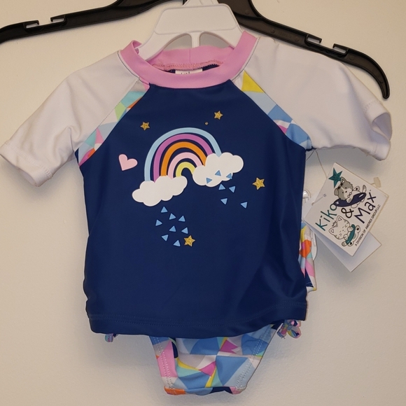 New Kiko & Max Geo Rainbow Rash Guard Set 12 Mos. - Picture 1 of 13